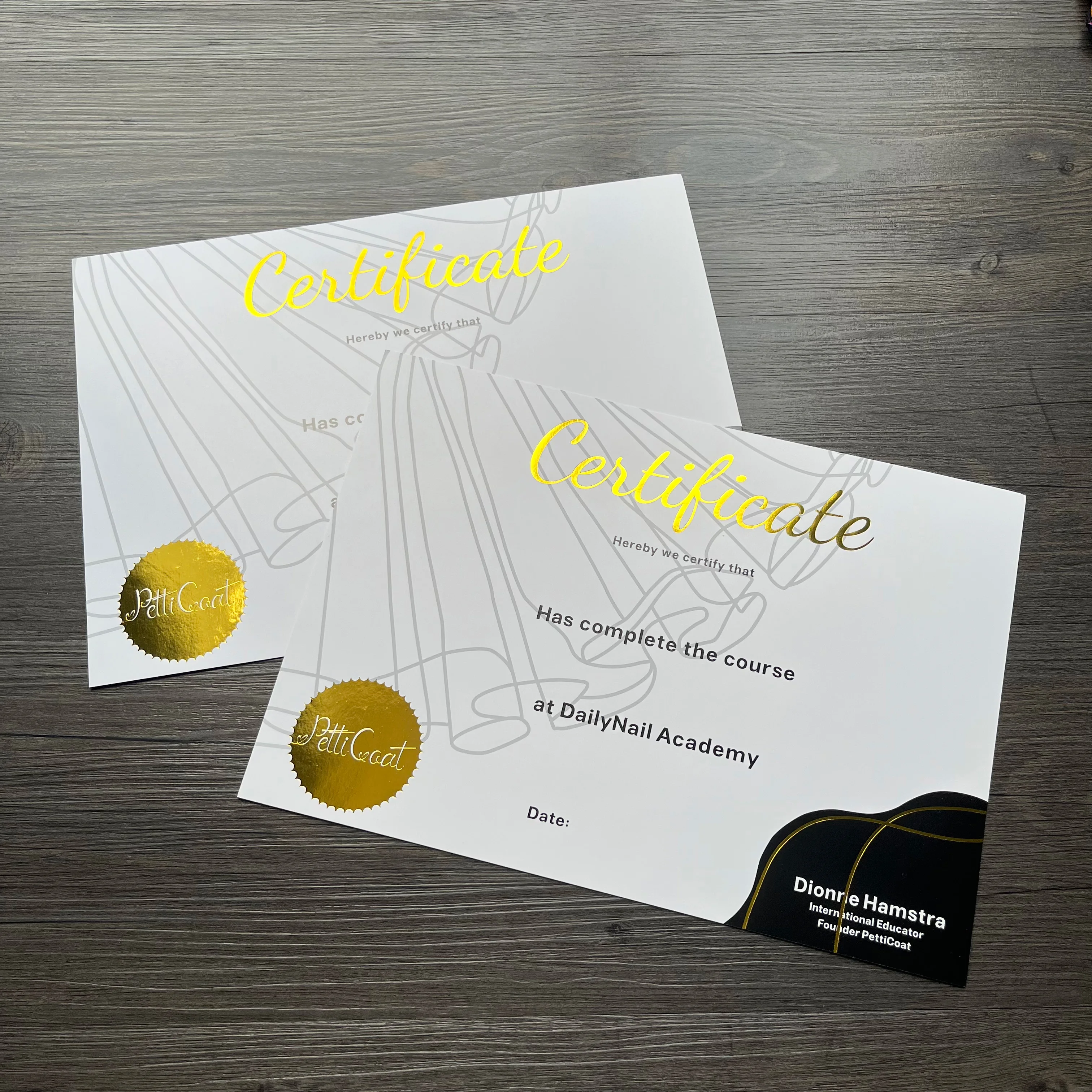 Gold foil A4 size certificate paper custom certificate of authenticity luxurious gift certificate