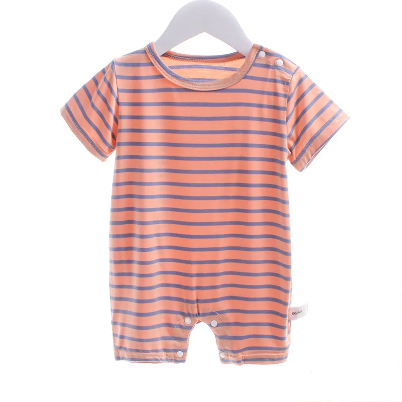 Детский Цельный Детский летний тонкий цельный комбинезон с коротким рукавом и пряжкой на плечо Детский комбинезон с коротким рукавом