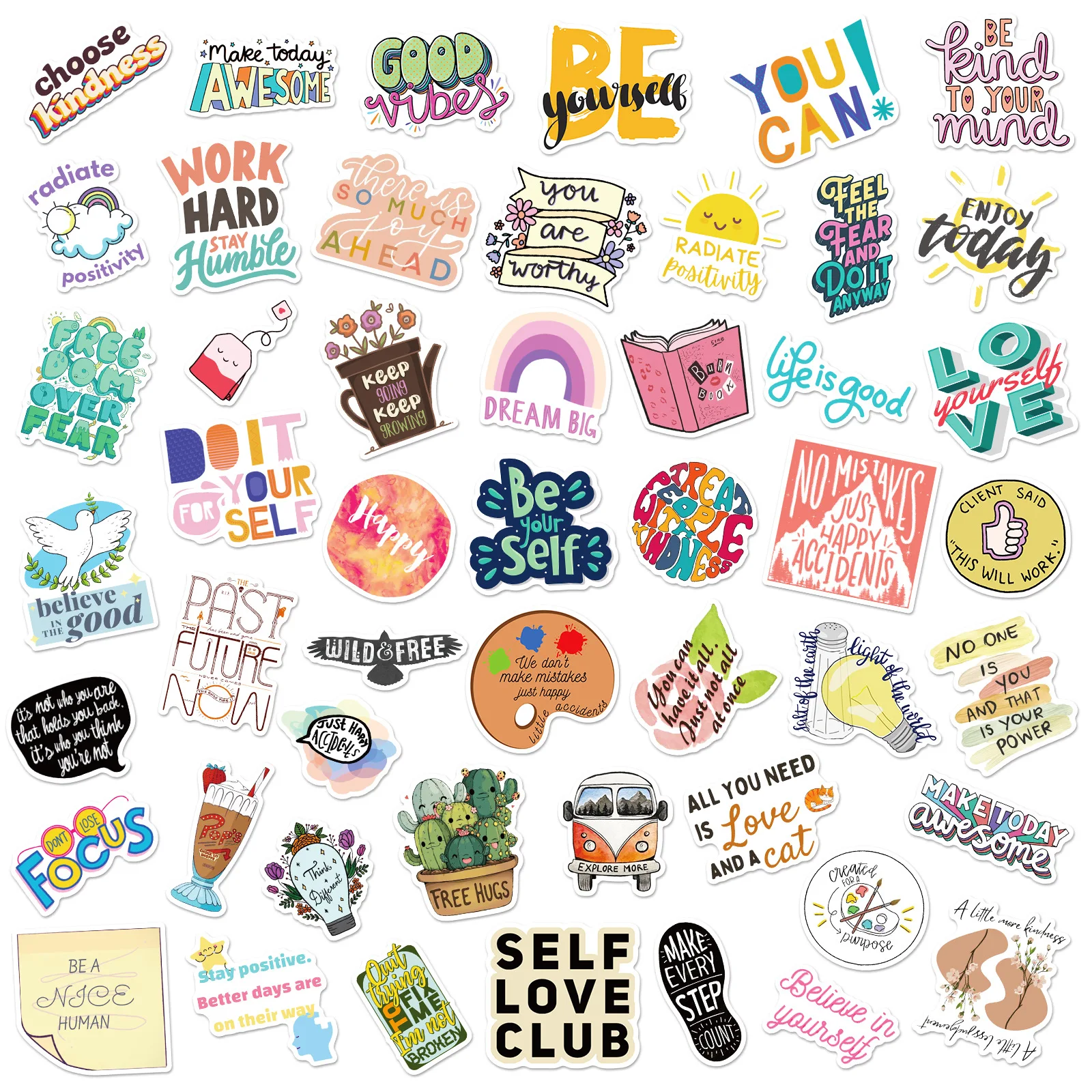 Custom Waterproof Printed Logo Design PVC Sticker Text Words Sticker Die Cut Motivational sticker for Window Laptop Macbook