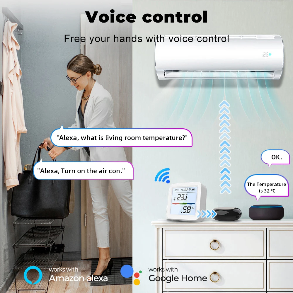 WALE Zigbee 3.0 Temperature Humidity Sensor Tuya Smart APP remotely monitor Indoor thermometer Support Alexa Google Home