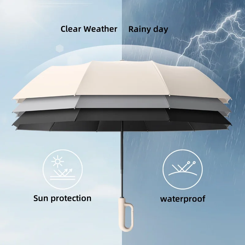 Ovida large size 3 Folding  Automatic umbrella inner ring buckle umbrella windproof folding umbrella with hook