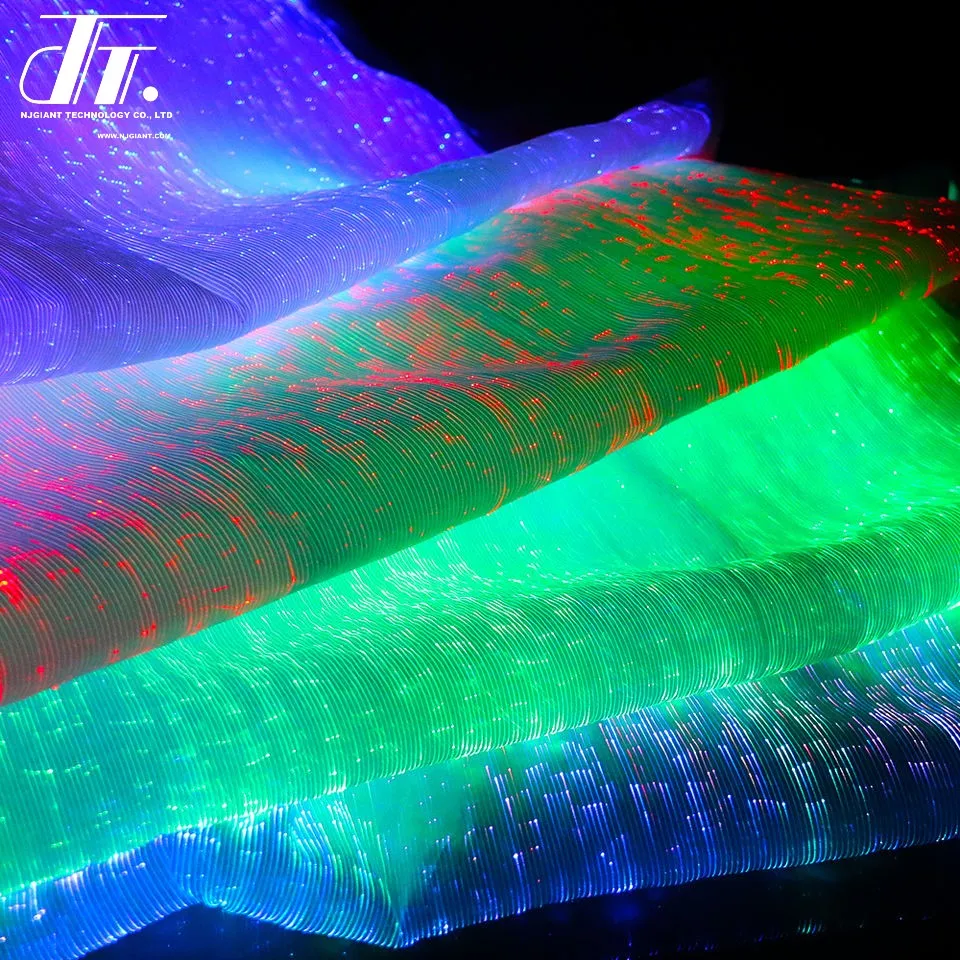 LED wedding banquet luminous tablecloth raw material fiber optic textile fabric