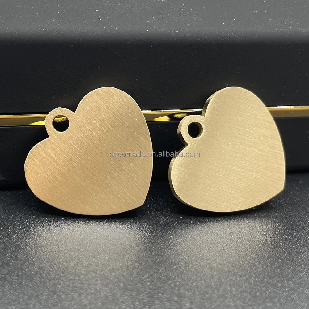 14 gauge 1 inch Brass tag blanks Custom engraving soft solid brass heart shape pendant tags
