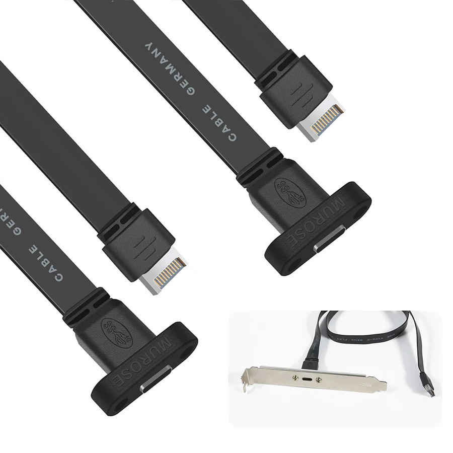 USB 3.1 Front Panel Header Extension Cable(2-Pack),Type E Male to Type C Female Cable,Gen2 10Gbps Internal Cable