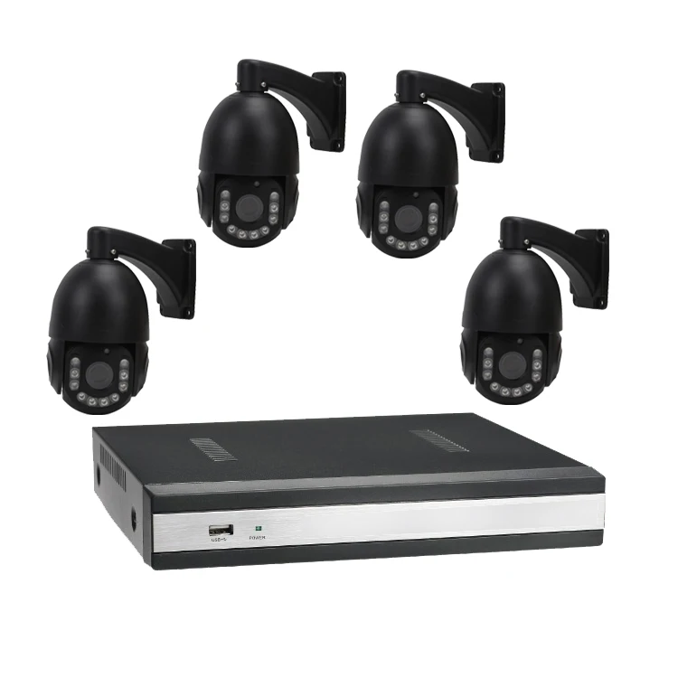 4ch 4k 8mp face recognition 30x optical zoom ptz ip kit poe surveillance cctv commercial security camera system