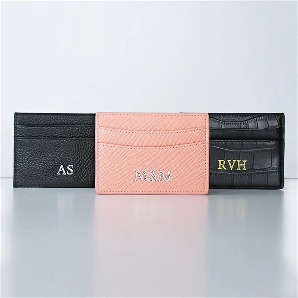 RPET Top Quality Customized Italian Cow Leather Card Holder Designer Business Card Holder For women and Men