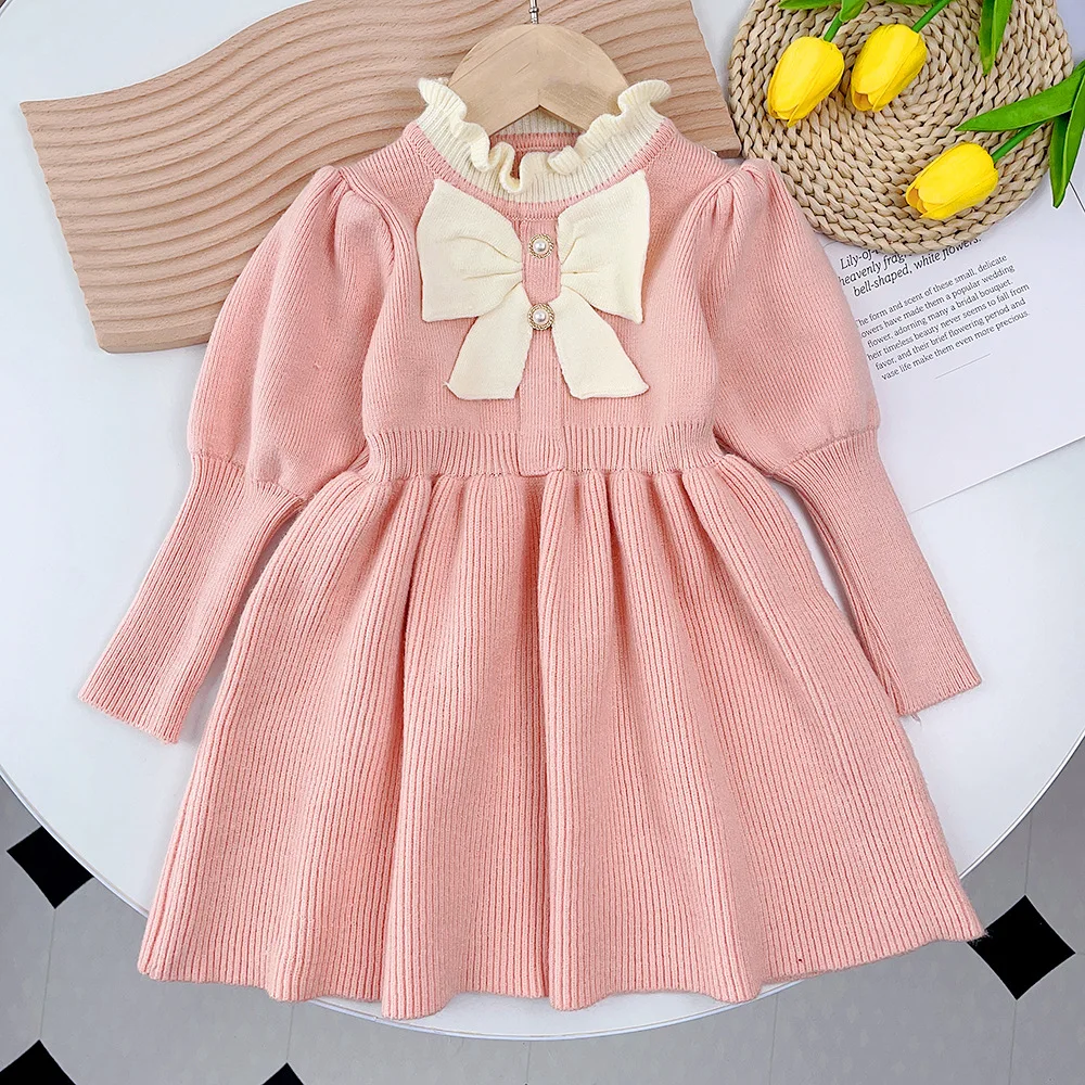 Autumn new baby girl red pink long sleeve doll Girl dresses casual cute girls princess dress