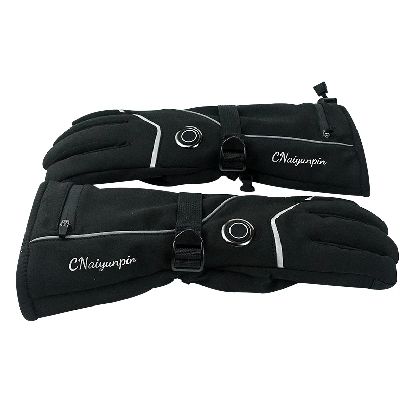 IYUNP OEM Wholesales Waterproof PU Leather USB Electric Heating Motorcycle Five Finger Gloves with 2 Batteries