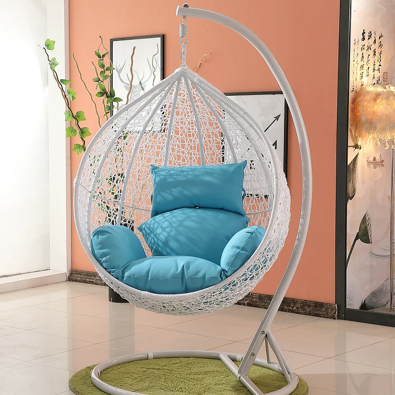 Factory Direct Sale Cheap Wicker Adjustable Single Rattan Patio Swing Chair Nest Ceiling Rocking  Black Egg Swing