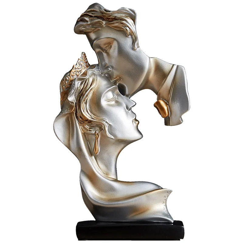 Resin Crafts Abstract Art Wedding Decorations For Home Lovers Kiss Resin Statue Home Decors ZY-336