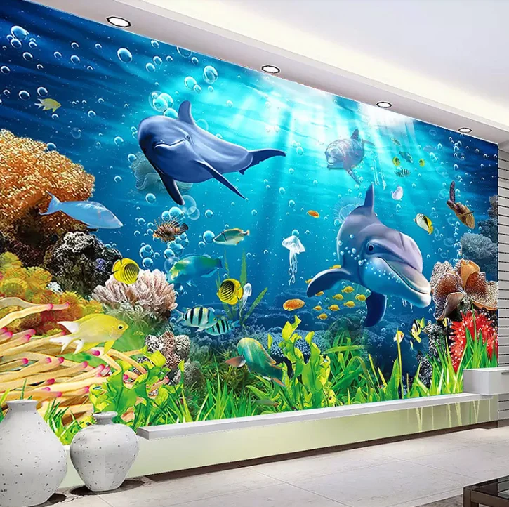 Photo of a Tropical Fish on a Coral Reef Removable Wall Mural Self-Adhesive custom Large Wallpaper