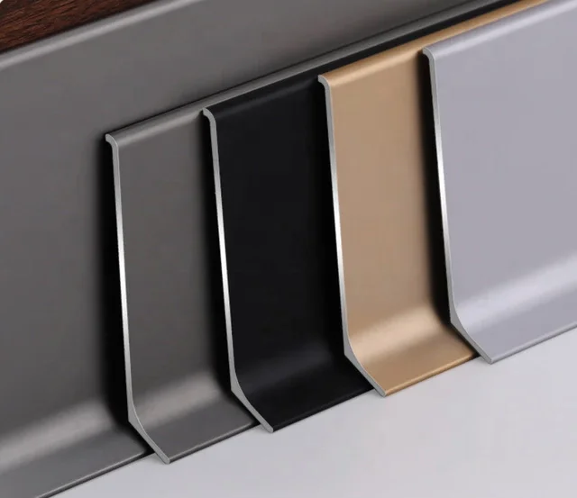 Aluminum Skirting Price Black 80mm Baseboard Corner Protector Kitchen Plinth Wall Skirting Board Profile