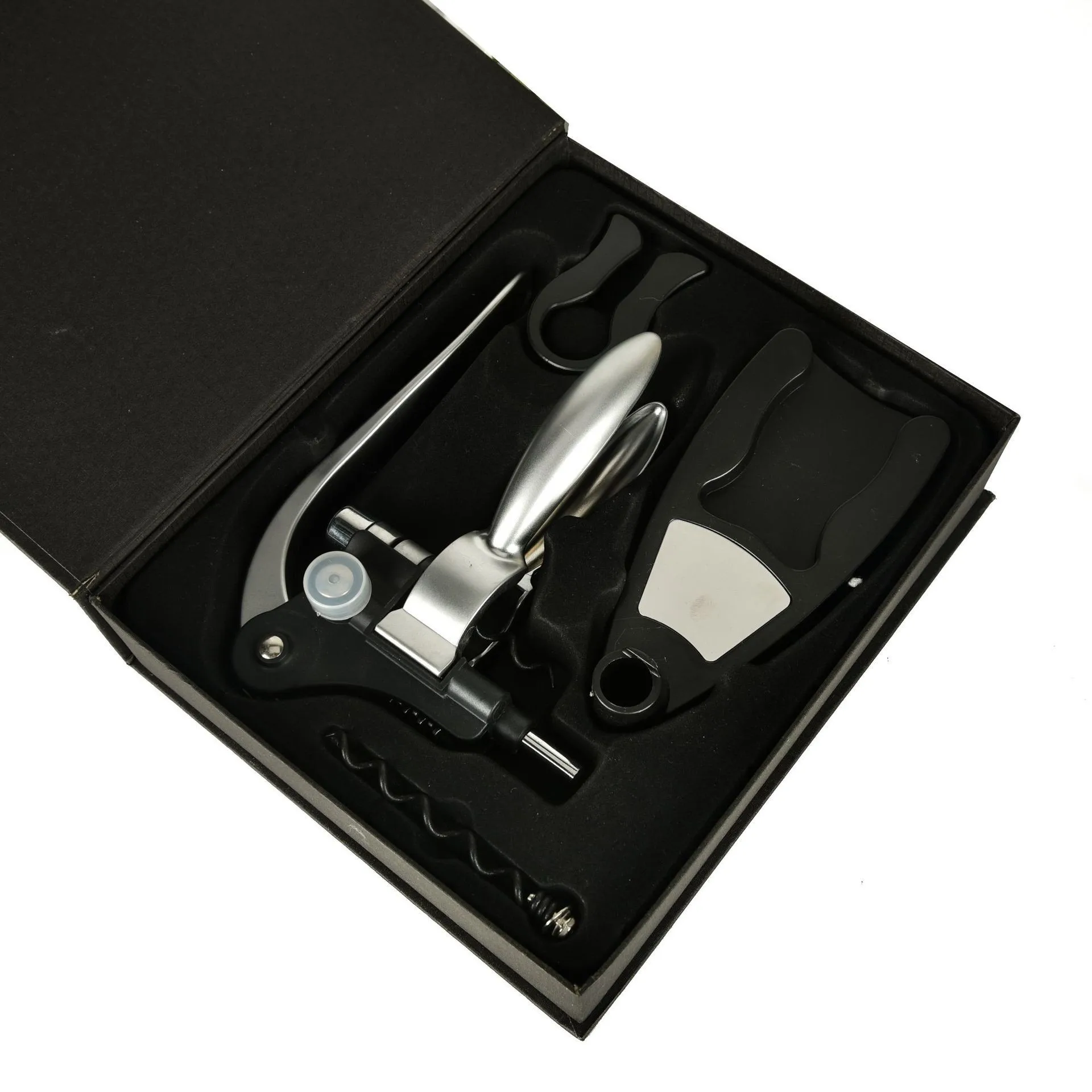 Hot Selling Customized Packaging Aluminum Alloy wine opener corkscrew with stand and foil cutter