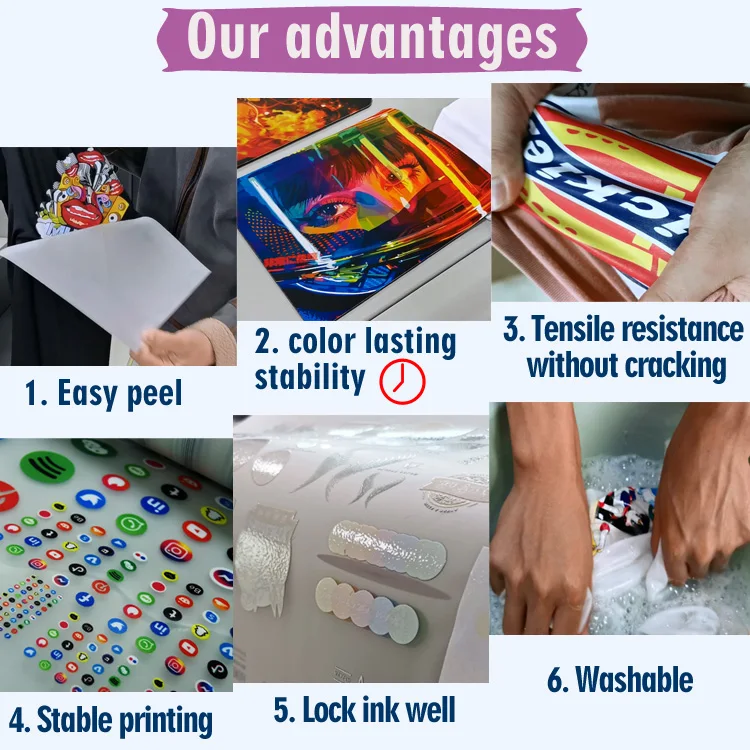 china Supplier A3 or 24in size thermal transfer PET film roll  new DTF film for DTF printer