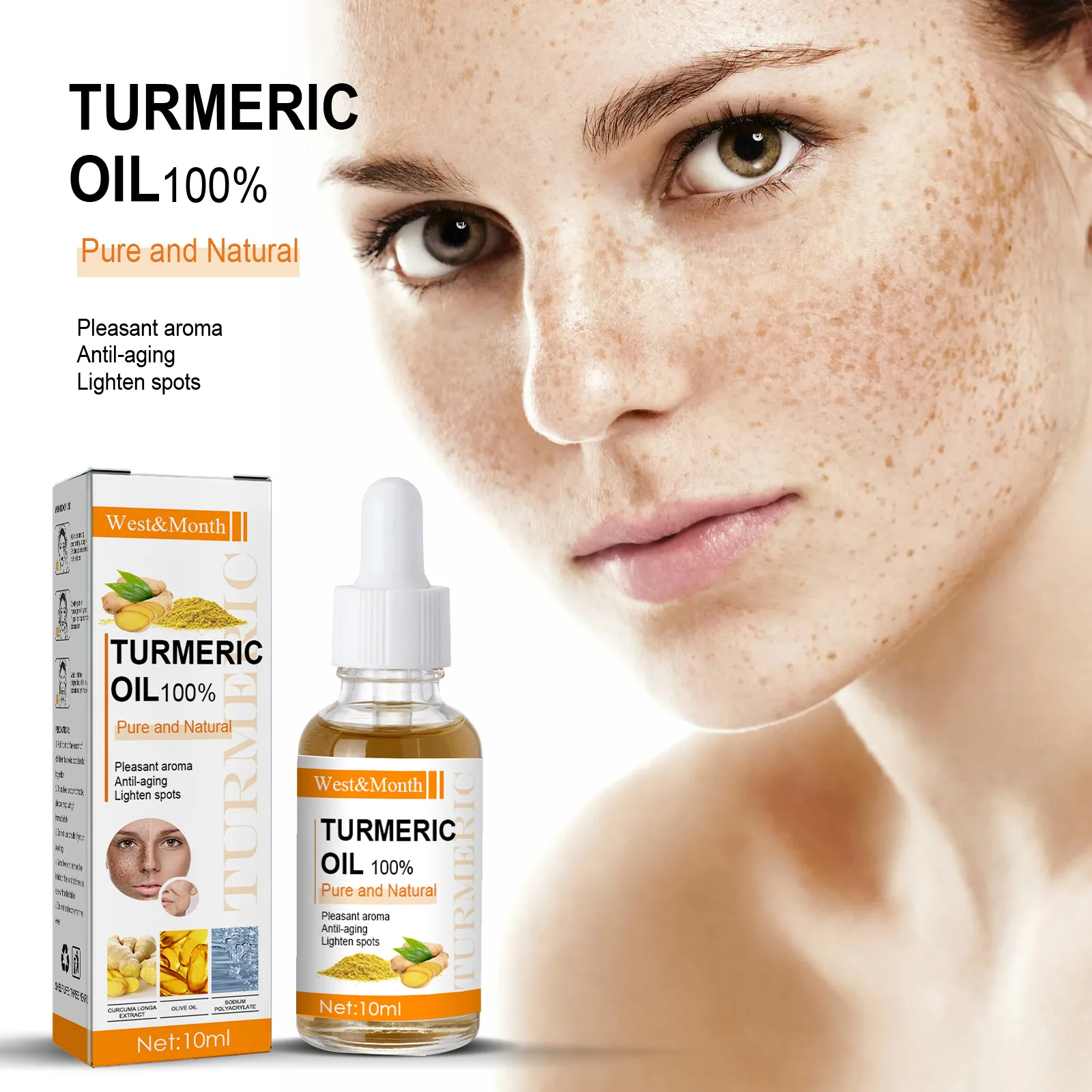 High Quality 10ml Collogen Turmeric Serum Oil Whitening Anti-acne Facial Serum
