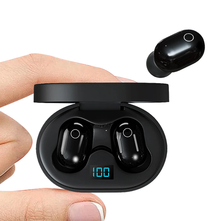 Compact earphones TWS true wireless headsets in-ear style stereo music headphones with LED digital display charging case