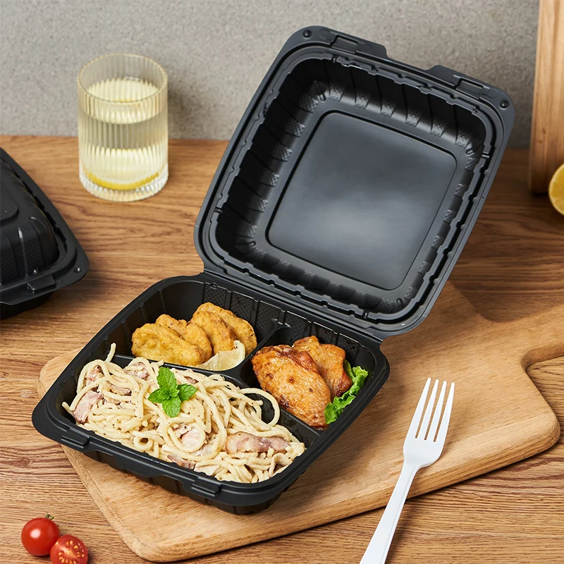 FULING To Go Containers Eco Friendly Plastic MFPP Disposable Hinged Clamshell Lunch Box Food Container For Take Away