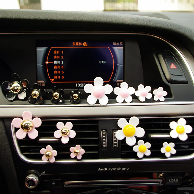Hot Daisy Flower Car Air Conditioner Air Outlet Perfume Clip Car Fragrance Interior Accessories For Lady Woman