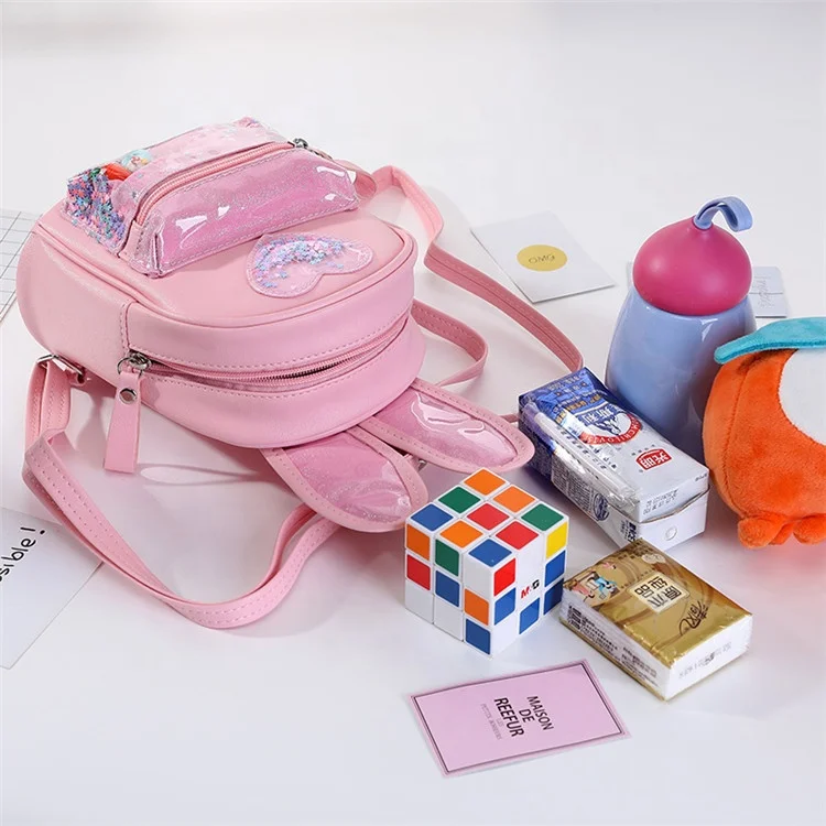Children Small Rabbit Backpack Purse Cute Leather School Bags for Kids Girl BackPack Mochila Feminina