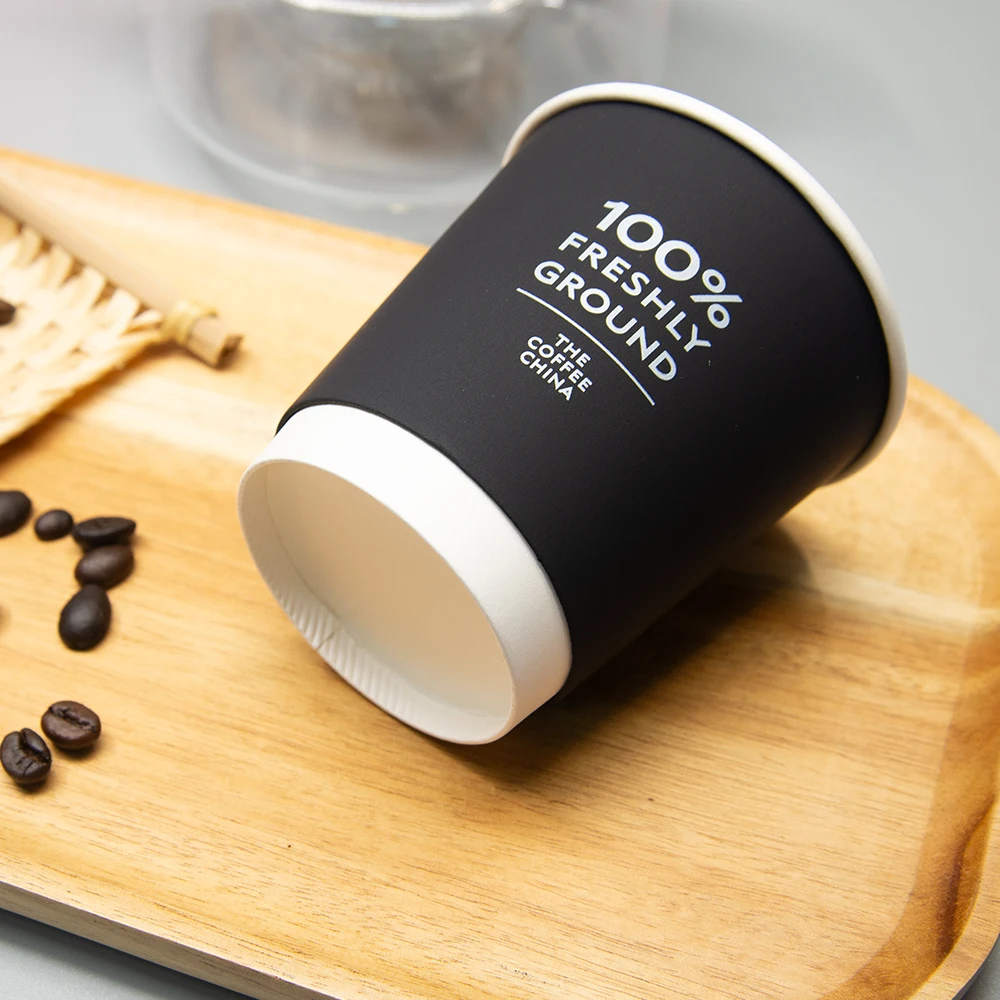 Real Price Paper Coffee Cups Paper Cup to Go Double Wall Black Disposable Double Wall Paper Coffee Cups with Lids