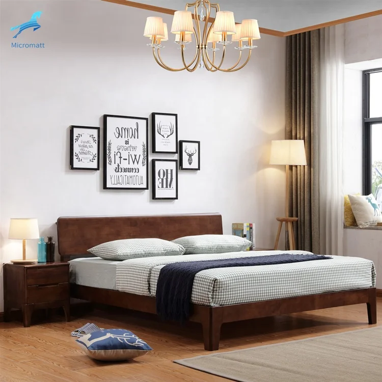 Wholesale 2020 New Style Bedroom Furniture Brown Color Comfortable Wood King Size Bed