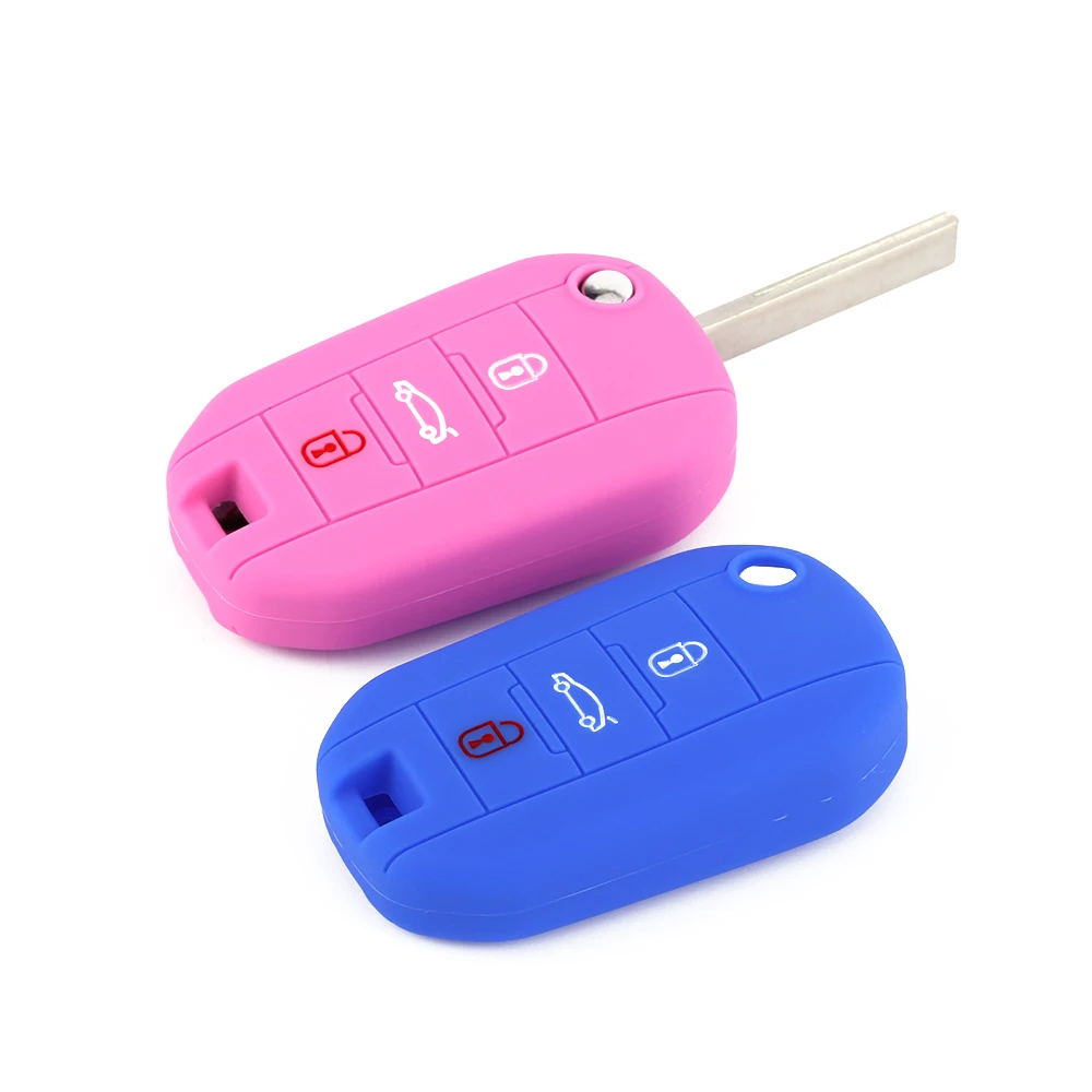 Silicone Car Key Fob Cover For Citroen C-Quatre Peugeot 307 308 407 408 car key case accessory with Logo