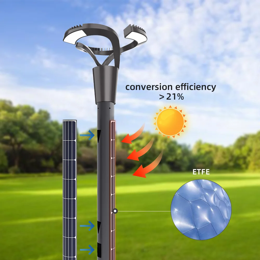 KLR Modern solar street light with vertical pole installation and intelligent control driver for solar street lighting