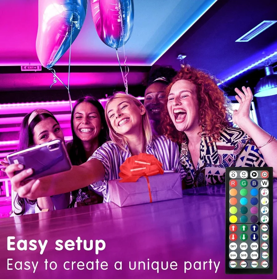 Factory whole Hot Selling 12V 50ft 15M 5050 RGB Music Sync Color Changing Remote App Control Flexible Smart Led Strip Light