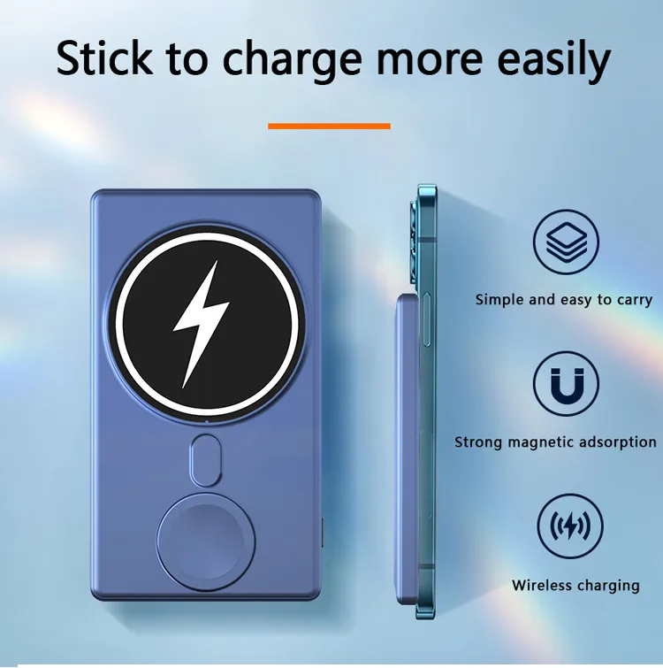 3 in 1 Magnetic Wireless Charging Pad Qi 5000mAh Ultra Slim Power Bank With Mag saf For iPhone 12 13 14