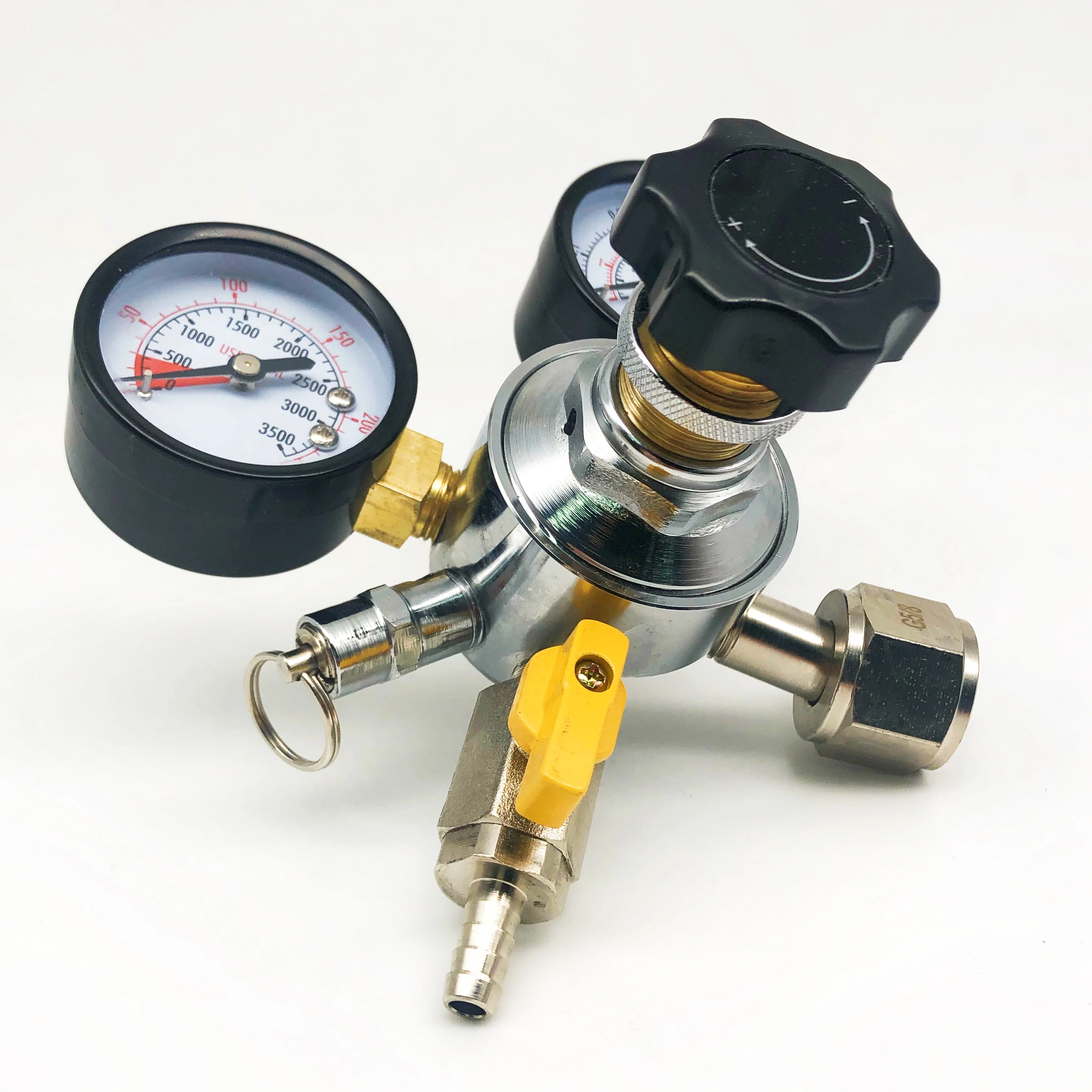 Bina Dual Gauge CO2 Draft Relief Valve Pressure Regulator CGA-320 Tank Beer Kegerator With Plastic