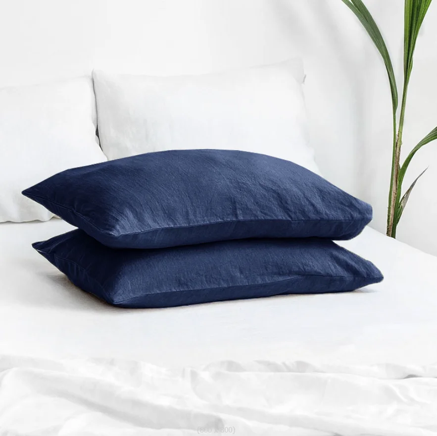 Wholesale 30x18 Inches Wine Red French Natural Breathable Cooling Washed Linen Pillow Cases for Hotel Bedroom