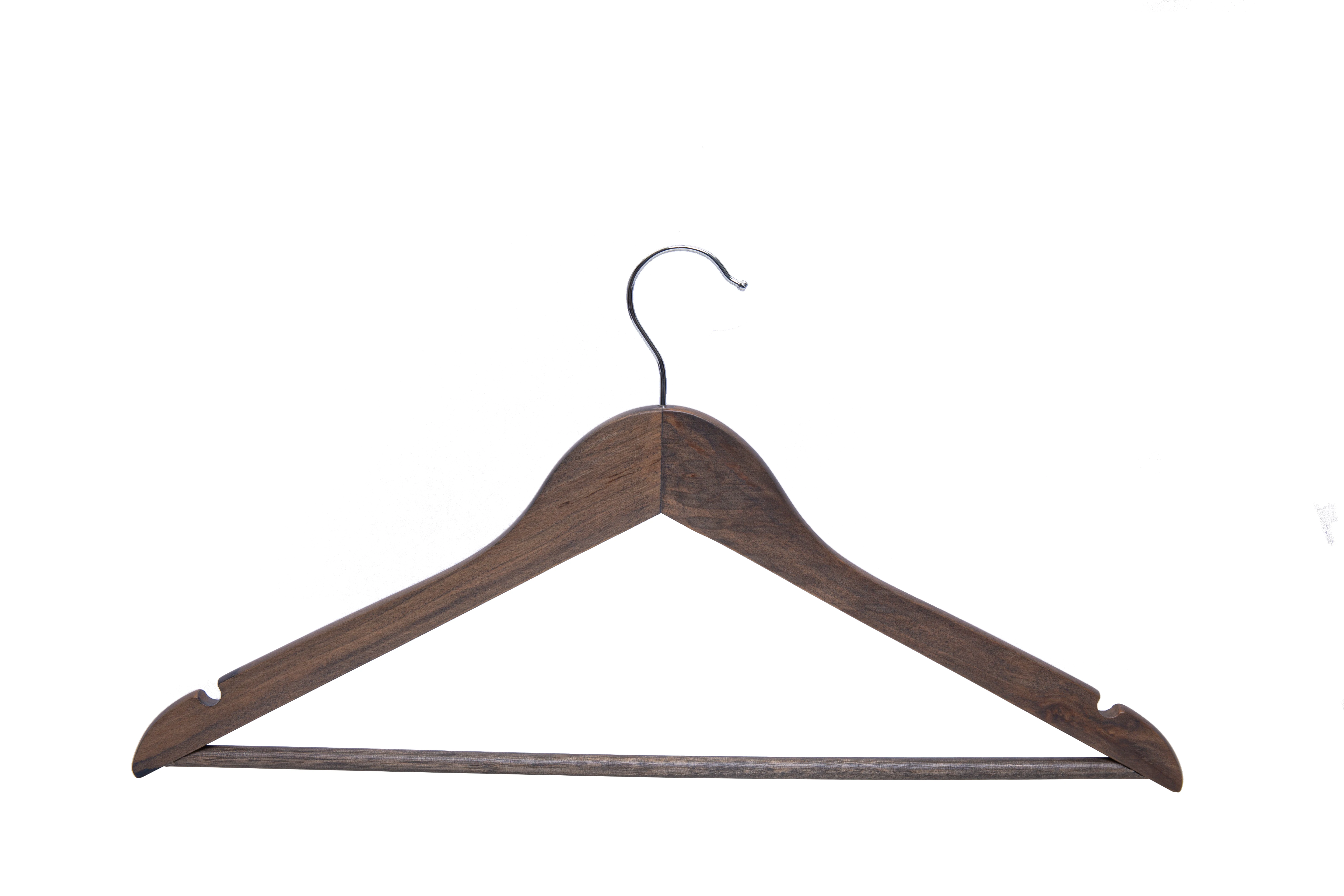 Hot Selling Round Head Wooden Hangers for Clothing with Anti-slip Bar