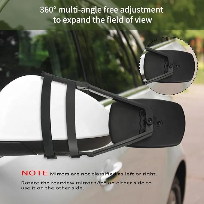 83124#Caravan Towing Mirror Extension Wide Vision Universal Clamp-On Towing Mirror 360 Degree Rotation Adjustable Towing Mirror