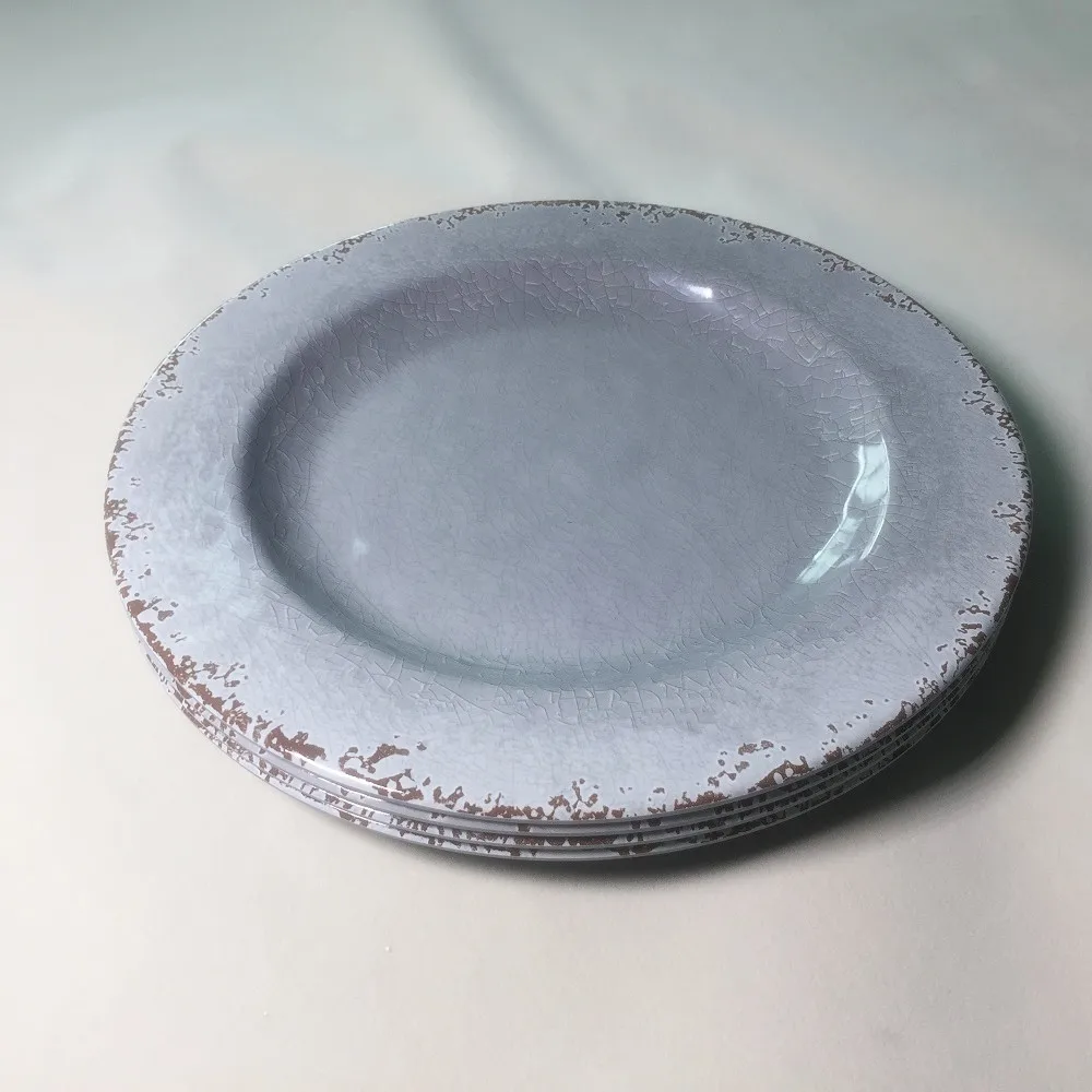 
Competitive Price 11 inch Grey Color Ice Cracked Melamine Plate in Stock 
