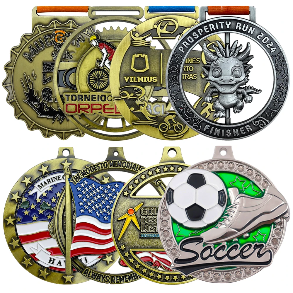 Wholesale Best Kid Gold Silver 65Mm Champion Soccer Ball Finisher Medal Club Custom Logo Metal Sport Football Medals