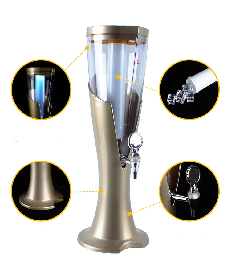 Custom 1.5L 2L 3L Portable Juice Beverage Drink Tower Tap Keg Automatic Electric Beer Dispenser with Led Light