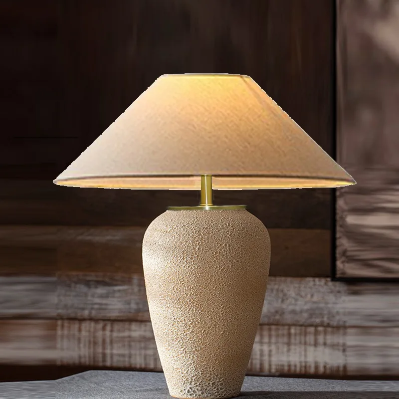 Factory Direct Sell Pottery Antique Pastoral Indoor Decoration Household Ceramic Table Lamp