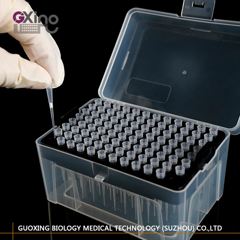 Fixed Universal Plastic Sterile 10ul Lengthen 96wells With Filter Box Universal Pipette Tip With Rack