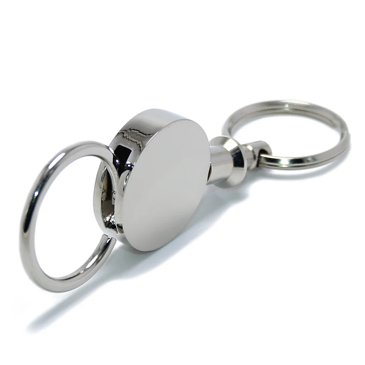 Dual Detachable Key Chain Snap Lock Holder Steel Pull-Apart KeyRings Removable Round Zinc Alloy Metal Pull-apart Key Ring