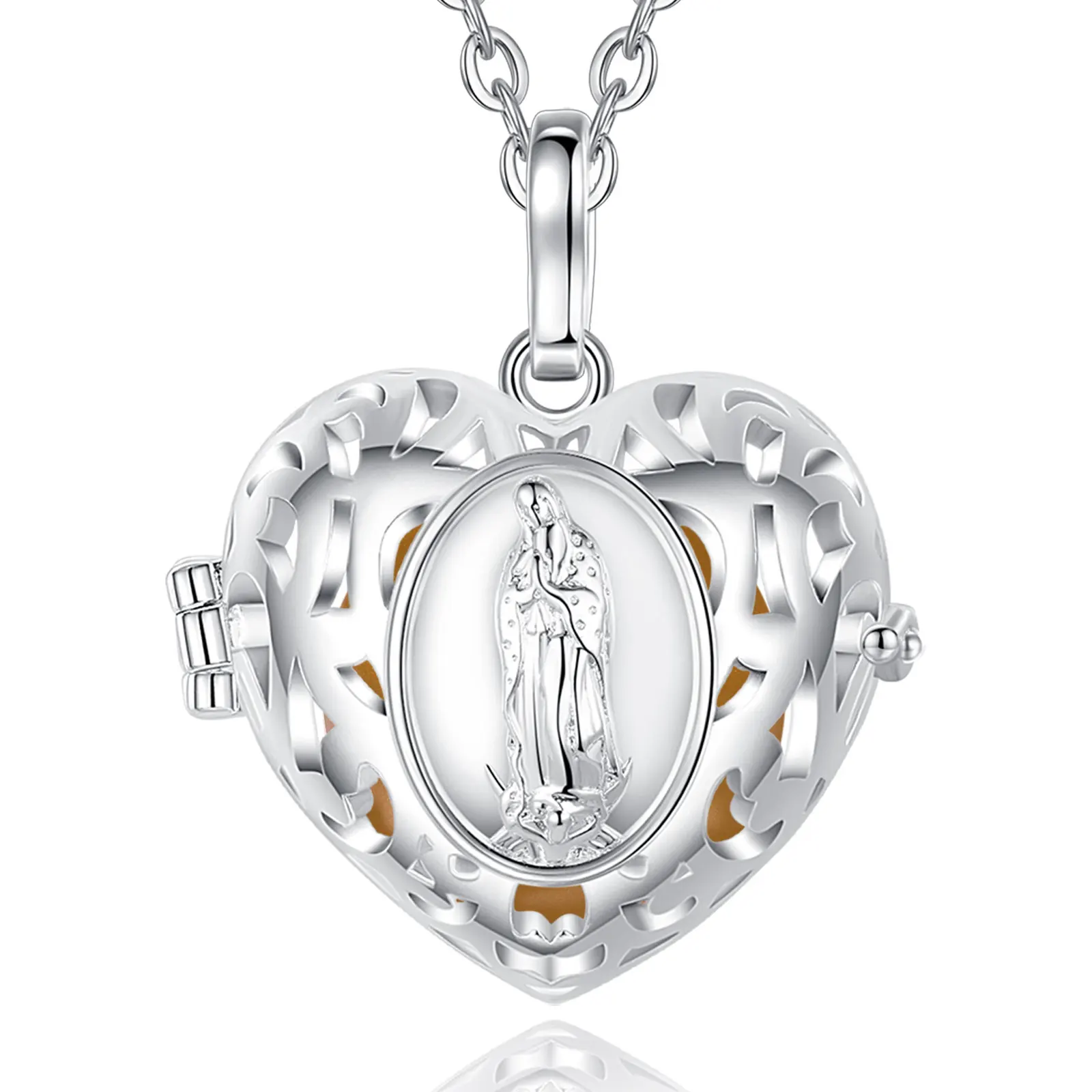 Virgin mexican bola ball llamadores de angeles en plata angel caller necklace