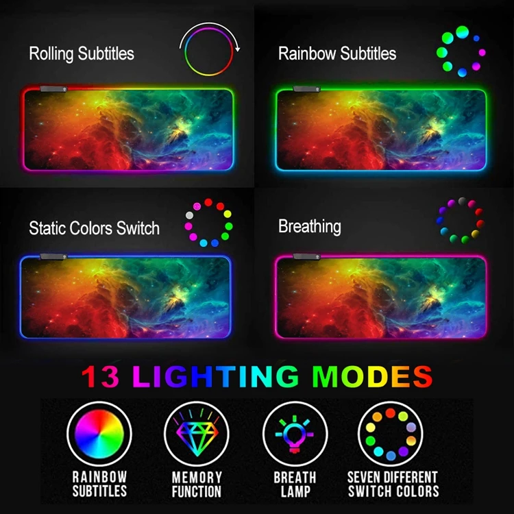 Hot Selling Extra Large XXL Cloth Microfiber Surface Comfortable RGB LED Gaming Mouse Pad