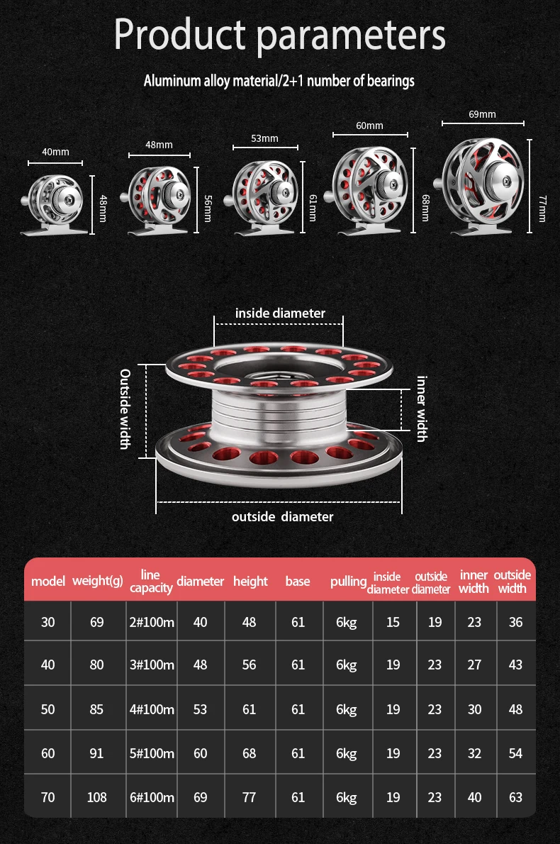 Wholesale high quality All Metal Fishing Front Fishing Reel Raft Fly Wheel Front Fishing Reel Fly Reel 2+1BB Front Drive