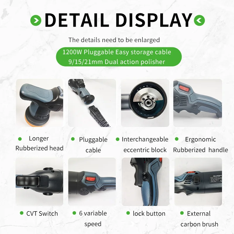 1200W orbit  dual action car polisher