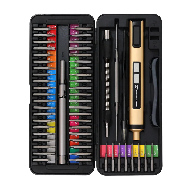 Hot selling mini precision electric screwdriver set with multifunctional rechargeable screwdriver with LDE light