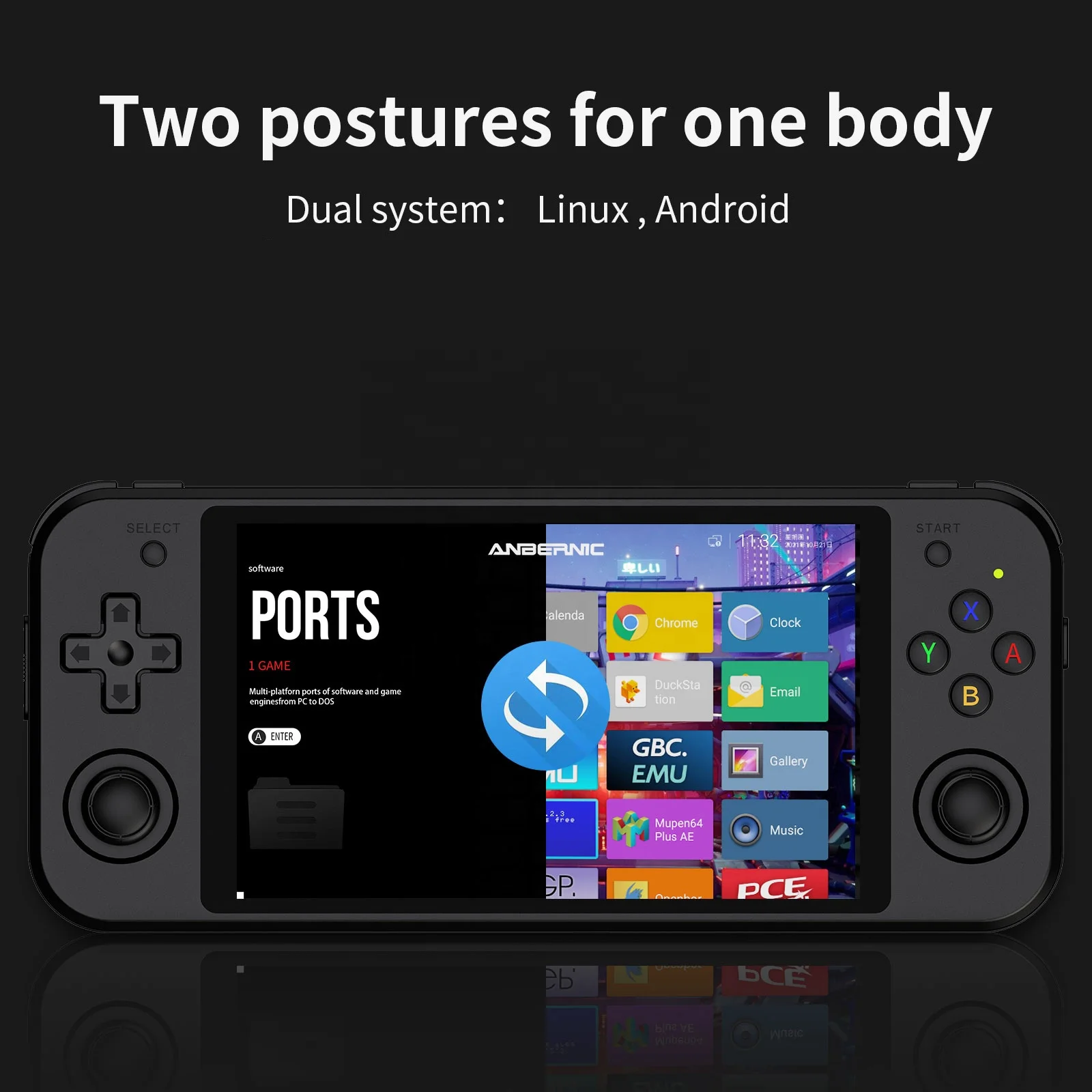 Anbernic RG552 Retro Handheld Game Console Dual OS Android Linux System 5.36 inch IPS Touch Screen RG552 Video Gaming Players