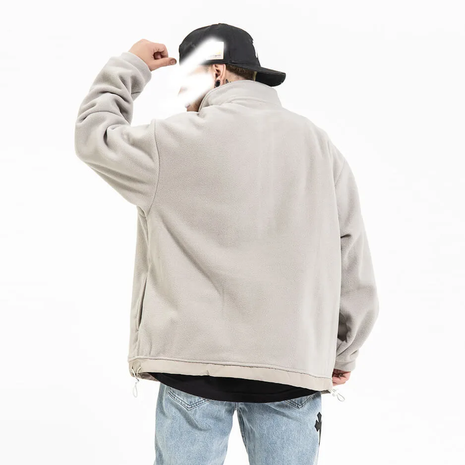 Polar Fleece Half Zip Up Pullover Jumper Cover Stitching Hem Work Out Wear For Men