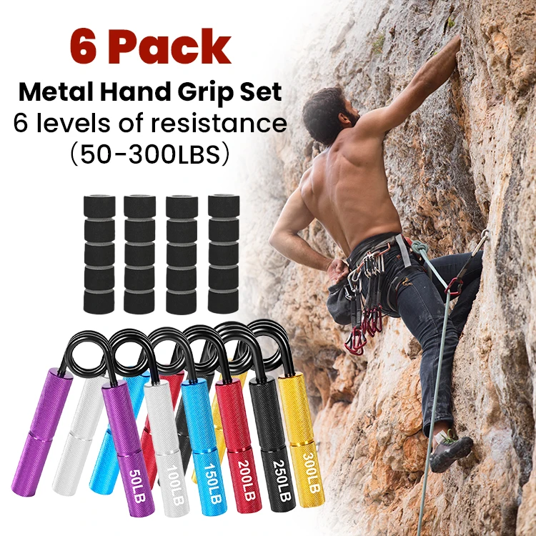 profession 6 Pack Non-slip firm and strong Metal Hand Grip Strengthener set Strength Trainer for Hand Exercisers