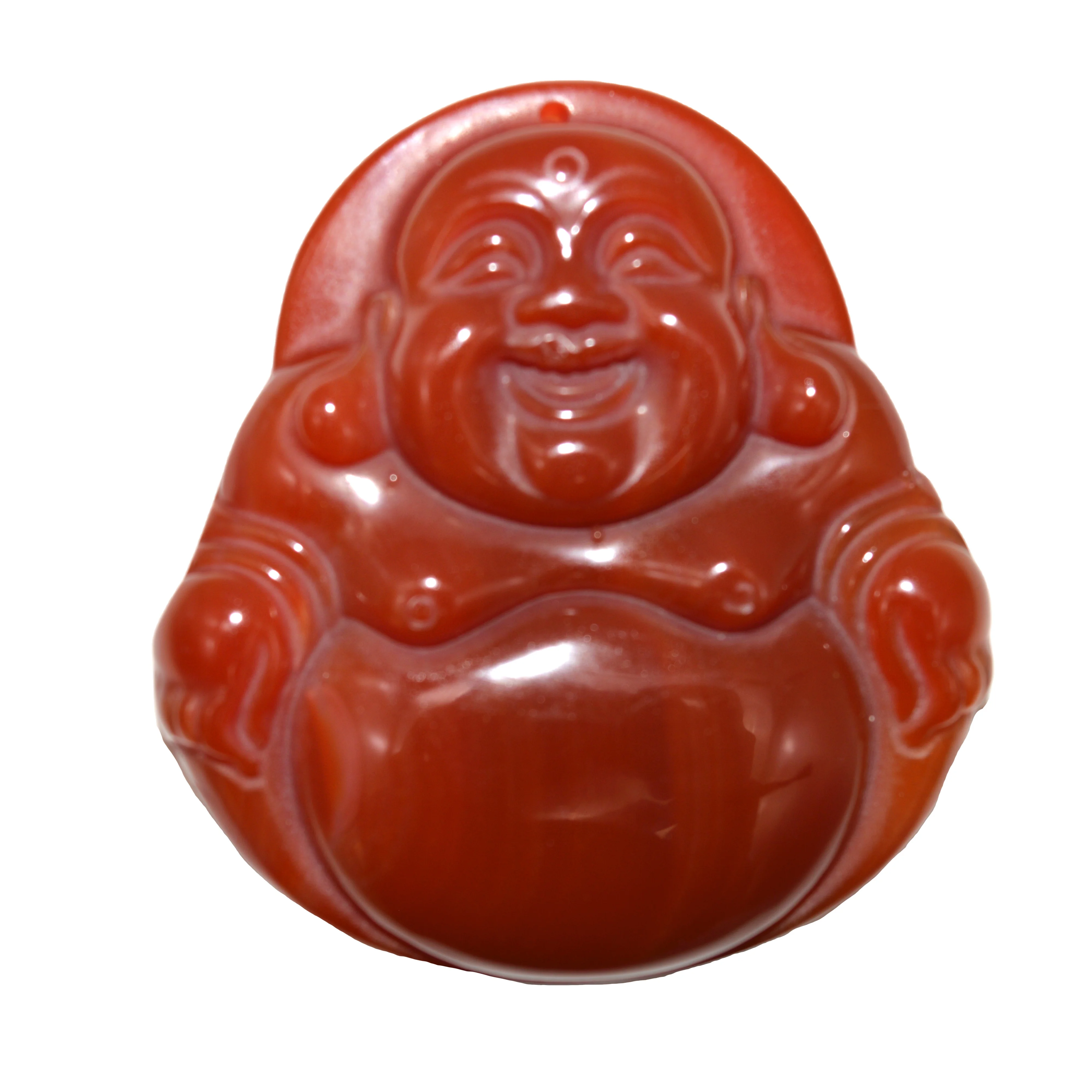 Natural Green White Carnelian  Jade Laughing Buddhas Agate Buddha Charm Jade Pendant  Jewelry Necklace Pendant