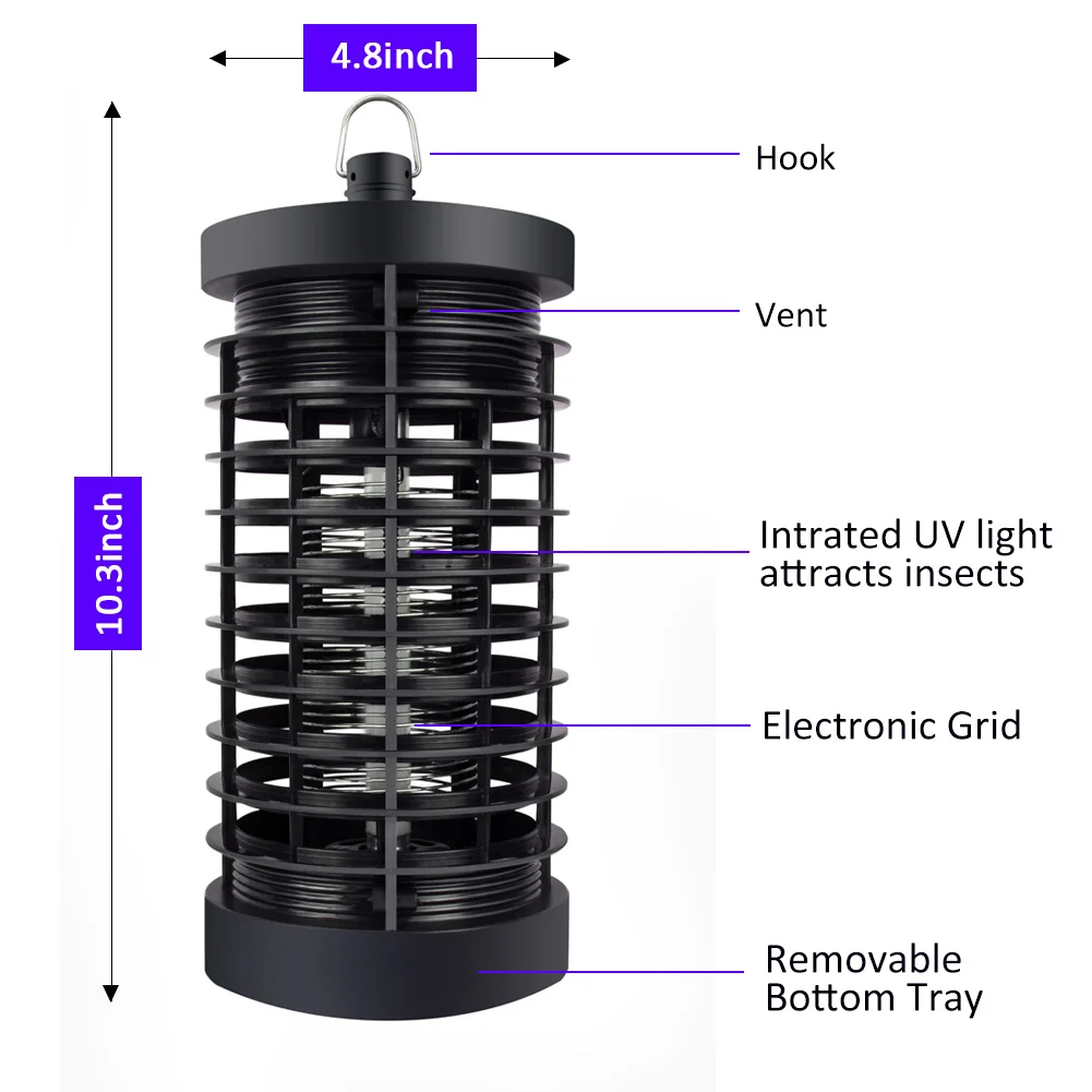 Plug In Electric Bug Zapper Insect Fly Trap Indoor &Outdoor Hook UV light  Attractant Zapper Pest Bug Insect Fly Mosquito killer