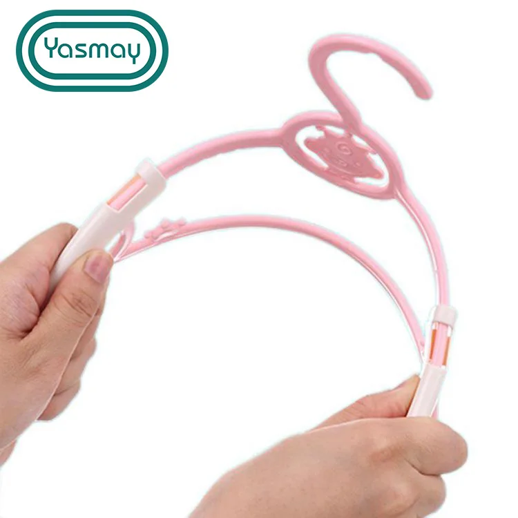 Wholesale Dry And Wet Dual-Use Baby Kids Clothes Hangers Plastic Cute Adjustable Children Baby Clothes Drying Hanger